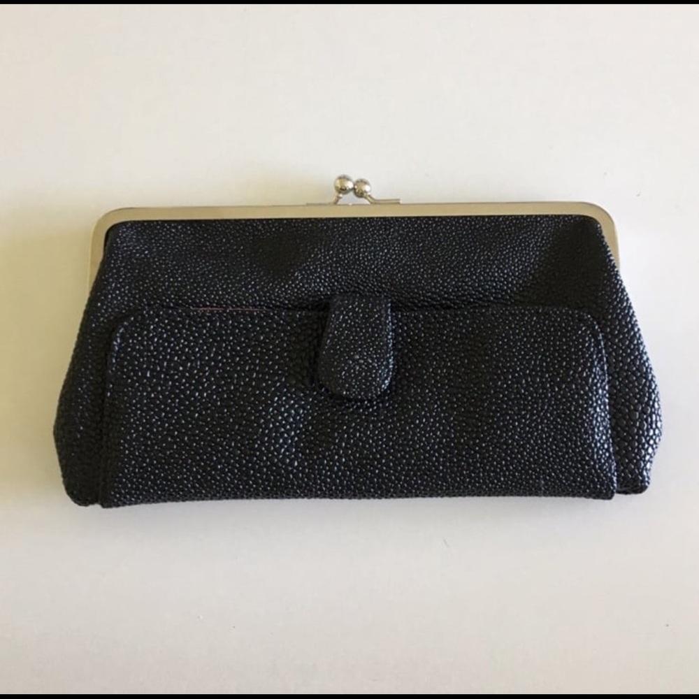 NORDSTROM Black Pebbled Clutch PERFECT Condition